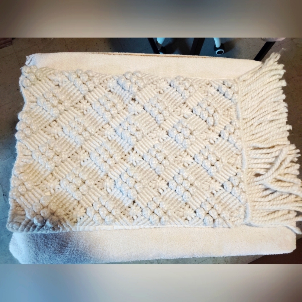 Elegant Cream Macrame Pillow Cover